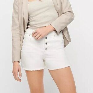 J.Crew High-rise Denim Short in white with button fly - Size 27